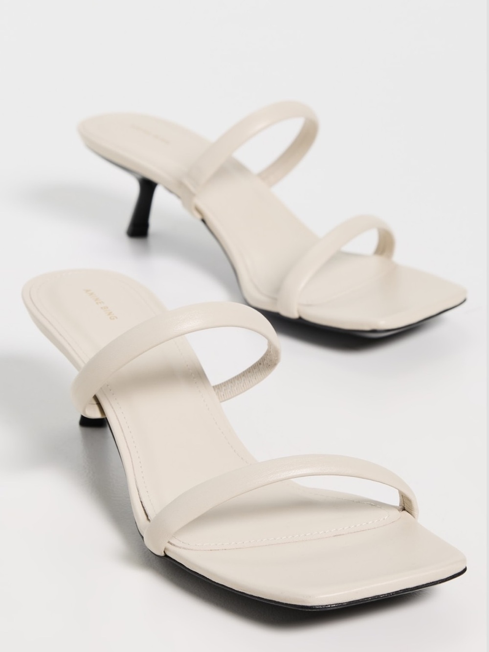 Anine Bing Hilda Sandal in Bone | Cream EU 38 | US 8 GUC - Leather Kitten Heel
